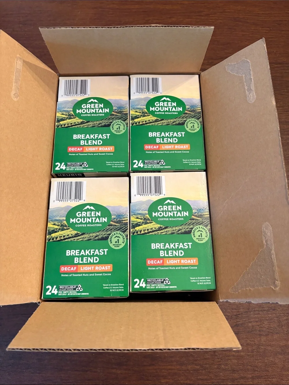 Green Mountain 96 count Breakfast Blend Decaf Light Roast K-Cups